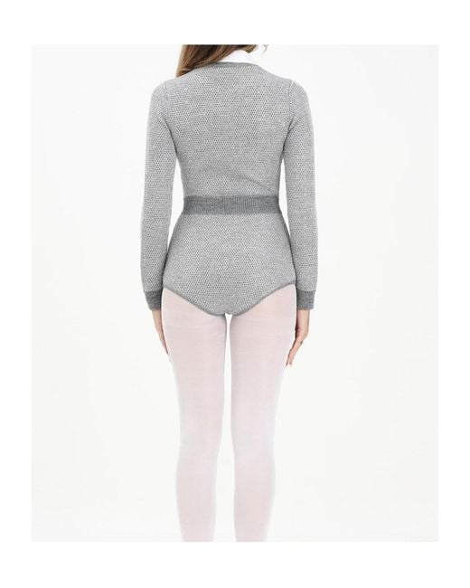 Elisabetta Franchi Gray Sequin-Embellished Knitted Jumpsuit