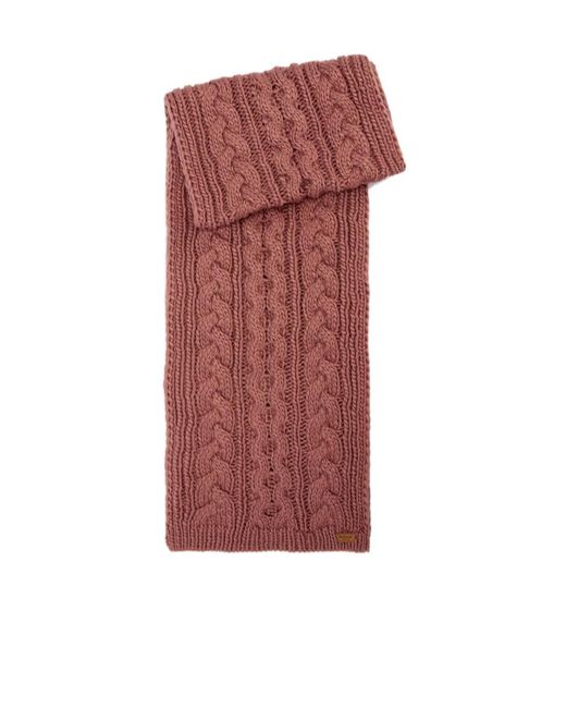 Barbour Red Logo Patch Ribbed Scarf And Beanie Set