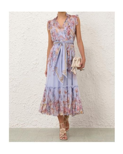 Zimmermann Purple Valiant Flutter Dress