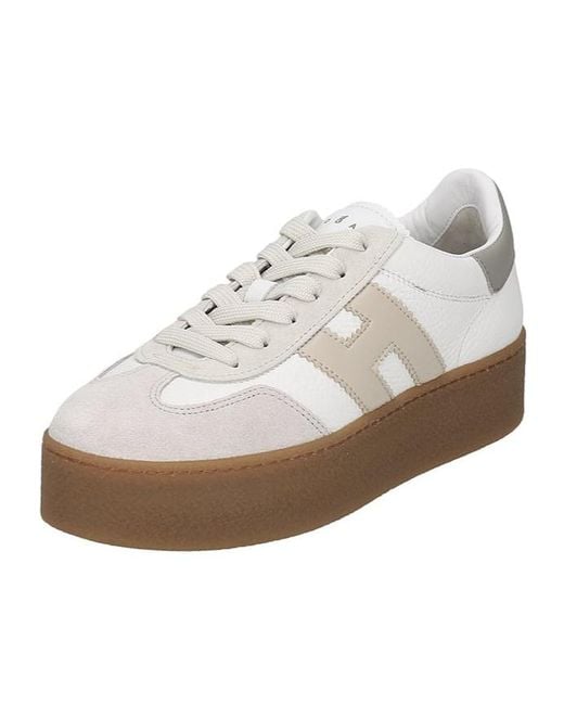 Hogan White Logo Platform Sneakers