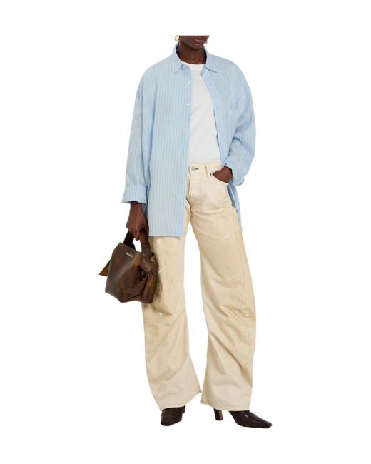 Acne Blue Minimalist Versatile Striped Shirt