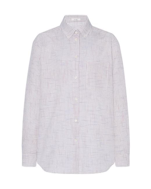 The Row White Dalan Checked Button-Up Shirt
