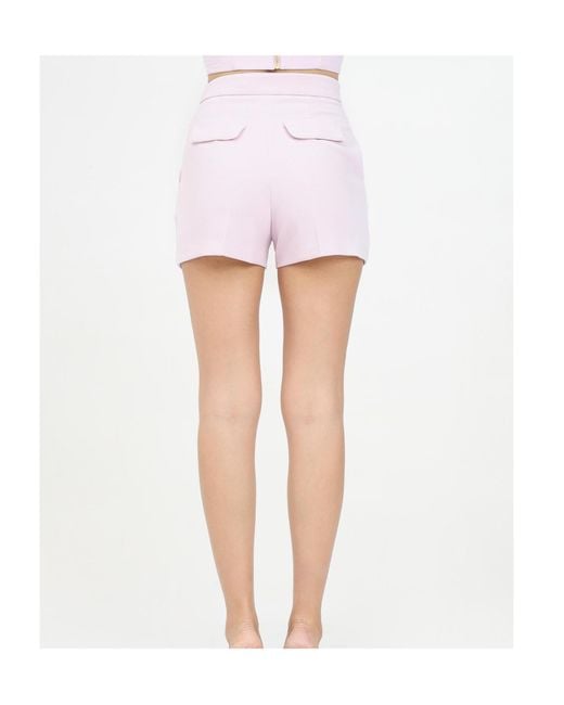 Elisabetta Franchi White Contrast Piping Crêpe Shorts