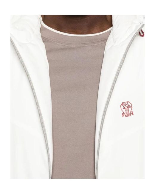 Brunello Cucinelli White Hooded Waistcoat for men