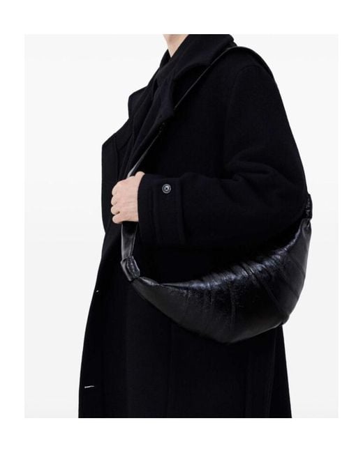 Lemaire Black Croissant Zip-Up Medium Crossbody Bag