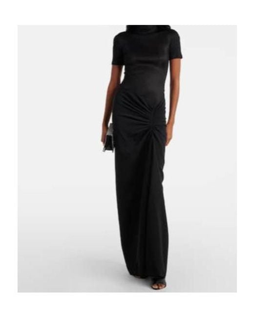 Christopher Esber Black Fusion Gathered Jersey And Crêpe Maxi Dress