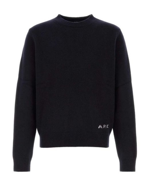 A.P.C. Blue Edmond Crewneck Knitted Jumper for men