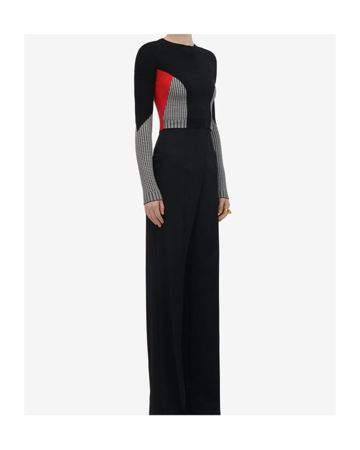 McQueen Black Dogtooth Color-Matching Pullover
