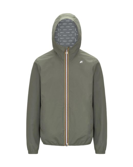 K-Way Green Logo Zip-Up Jacket for men