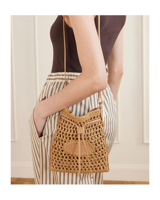 Tod's Metallic Woven Logo Strap Tote Bag