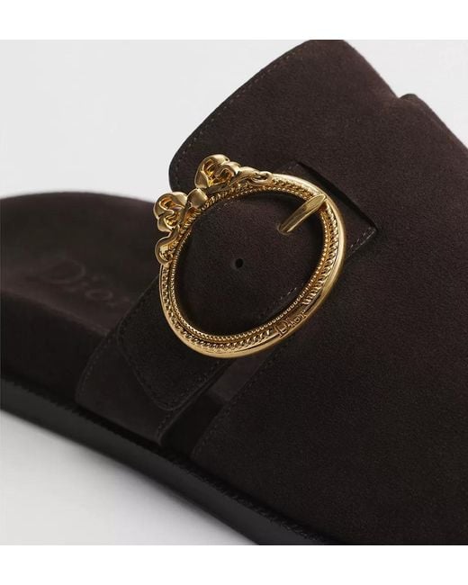 Dior Brown Médaillon Buckle Mule