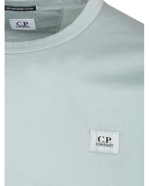 C P Company Blue Logo Label Crewneck T-Shirt for men