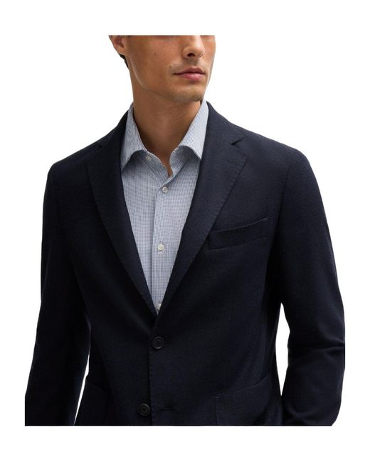 Boss Blue Single-Breasted Blazer for men