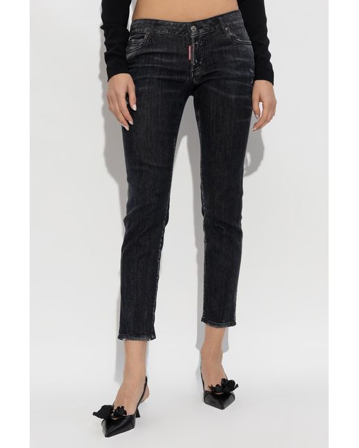 DSquared² Black Distressed Cropped Jeans