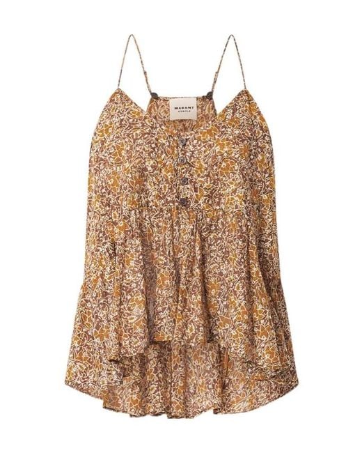 Isabel Marant Brown Isabel Marant Étoile Lirhetta Floral Printed Sleeveless Top