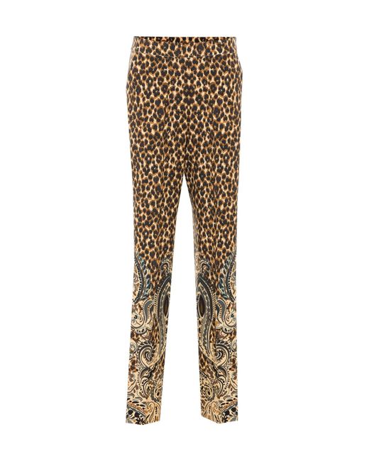 Etro Natural Leopard-Print Trousers