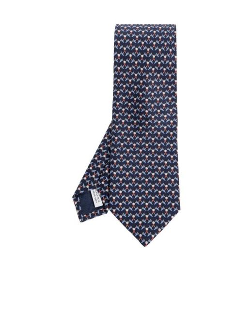 Ferragamo Blue Club-Print Silk Tie for men
