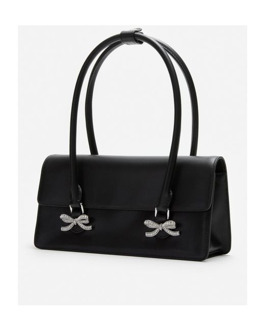 Self-Portrait Black Bow Embellished Tote Bag