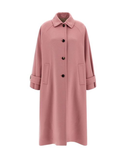 Alberto Biani Pink Long Buttoned Coat