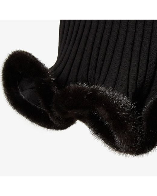 Fendi Black Wool And Mink Dress