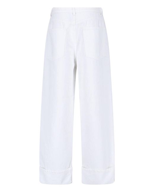 Rohe White Wide-Leg Cuffed Jeans