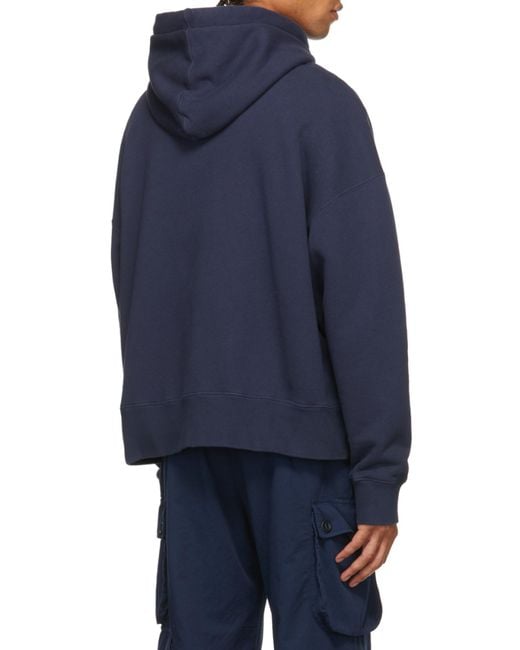 Palm Angels Blue Spray Bear-Motif Hoodie for men