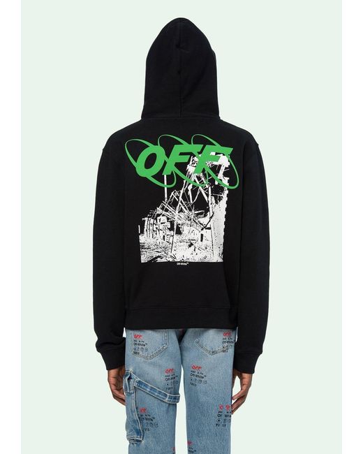 Off-White c/o Virgil Abloh Blue Chen Linong's Ruined Factory Printed Hooded Sweater for men