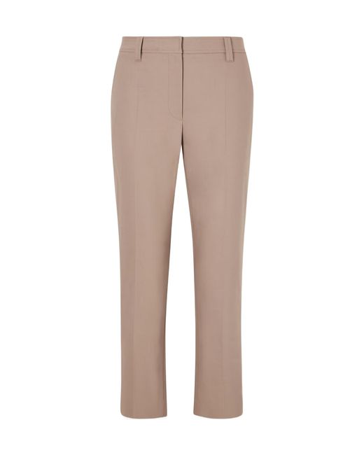 Brunello Cucinelli Natural Concealed-Fastening Cigarette Trousers