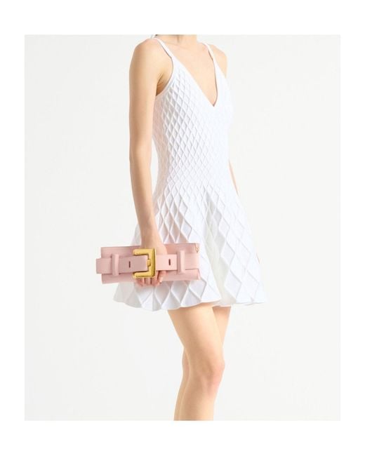 Balmain Pink Anthem Smooth Leather Clutch