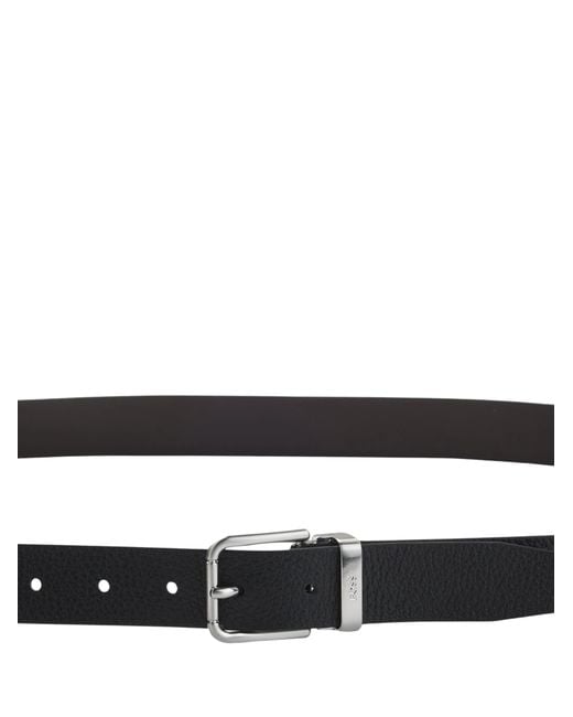 Boss White Grained-Leather Belt for men