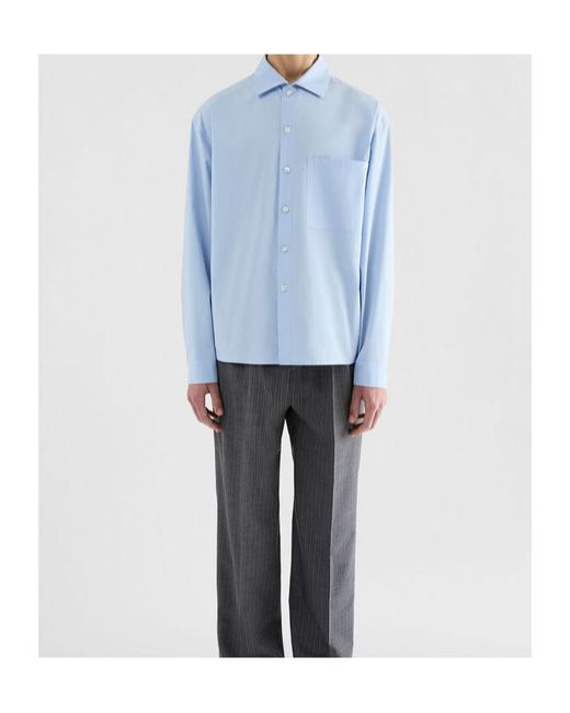 Jil Sander Blue Lightweight Cotton Poplin Shirt for men