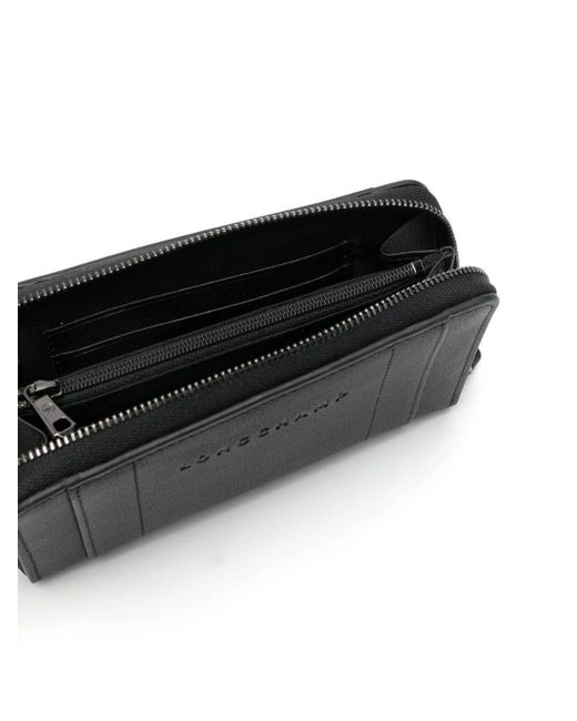Longchamp Black Debossed-Logo Leather Wallet
