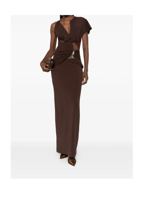 Christopher Esber Brown Crystal-Pendant Twisted Maxi Dress