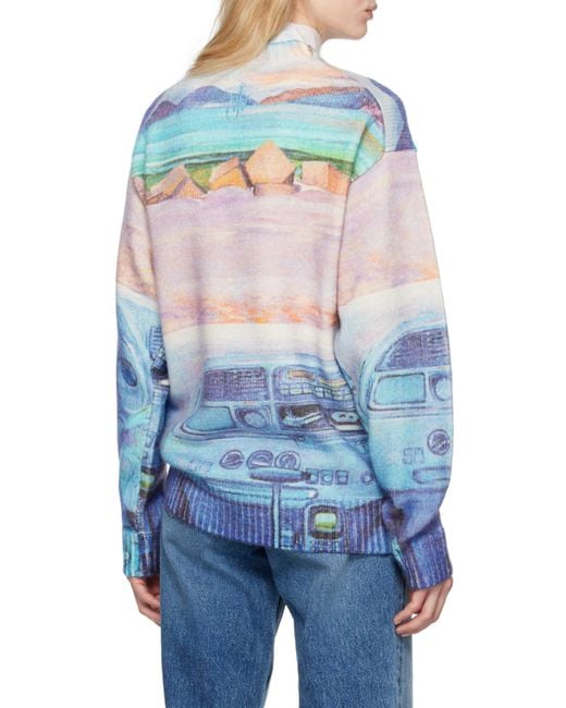 J.W. Anderson Blue Jw Anderson Camper Printed Dropped Shoulder Sweater