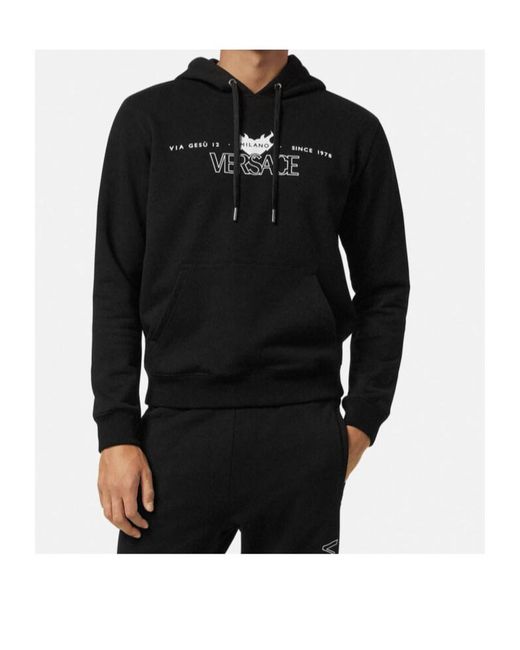 Versace Black Logo-Printed Hoodie for men