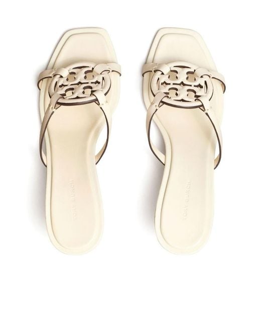 Tory Burch Metallic Logo Detailed Heeled Sandals