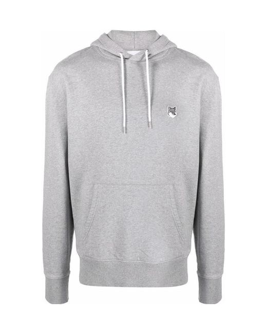 Maison Kitsuné Gray Logo Hooded Sweater for men