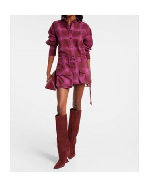 The Attico Red Fay Cotton And Wool-Blend Miniskirt