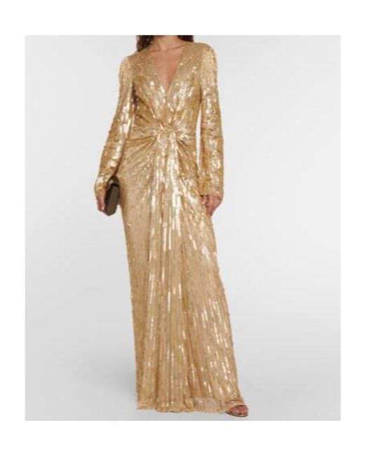 Jenny Packham Metallic Margot Sequined Gown