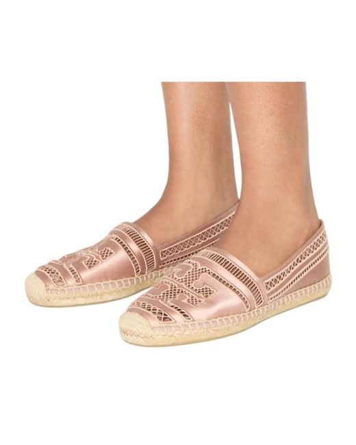 Tory Burch Pink Cutout Logo Espadrilles