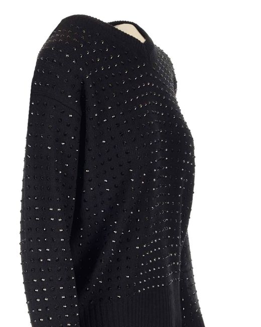 Sportmax Blue Embellished V-Neck Jumper