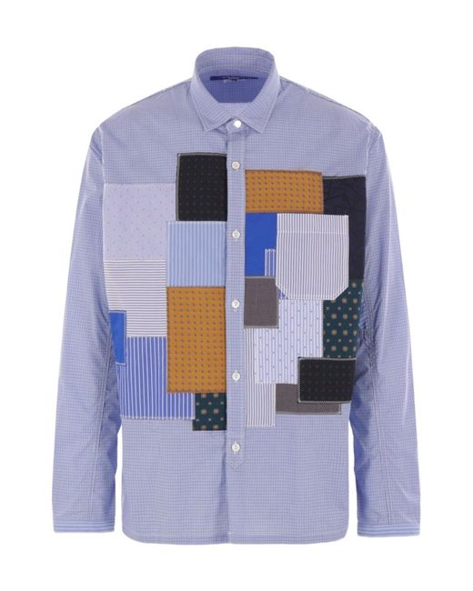 Junya Watanabe Blue Patchwork Check Shirt for men