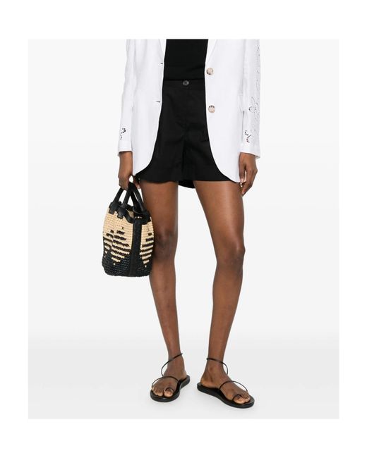 ERMANNO FIRENZE Black Pleated Tailored Shorts