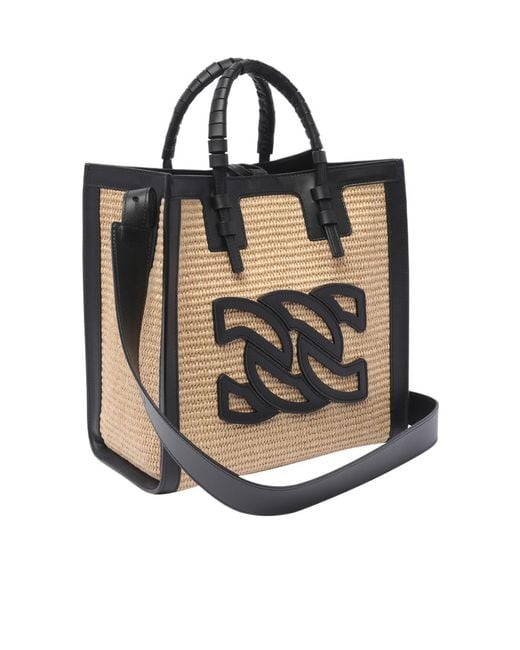 Casadei Black Baurivage Woven Top Handle Bag