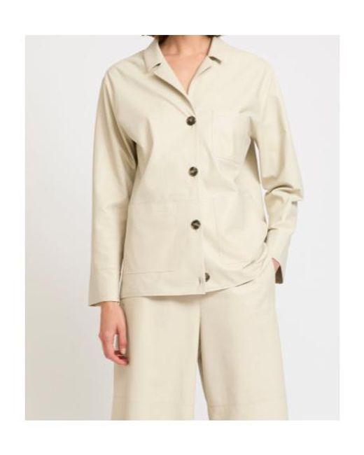 Yves Salomon White Button Leather Jacket