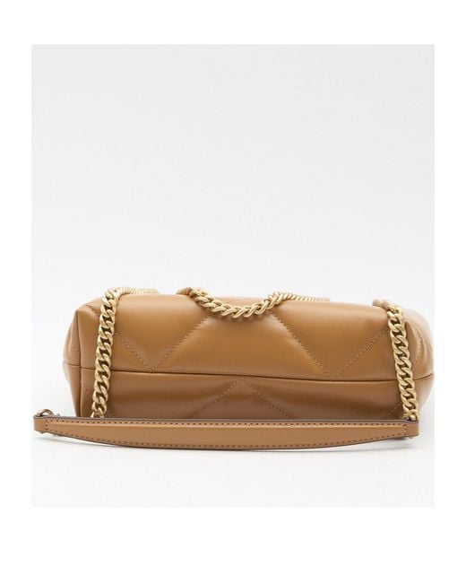 Tory Burch Brown Small Kira Diamond Quilt Convertible Shoulder Bag