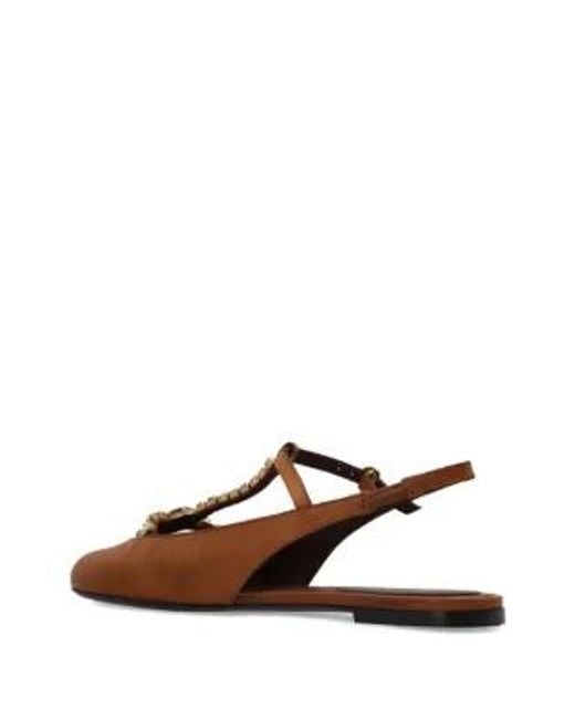 Etro Brown Embellished Low Slingbacks
