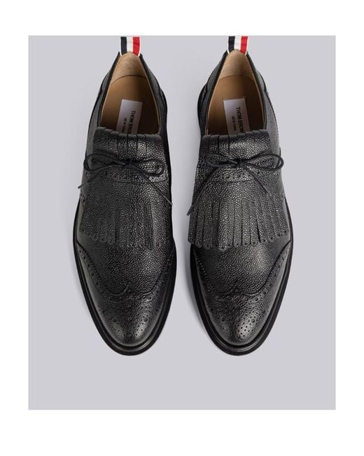 Thom Browne Black Tassel-Trim Leather Brogues for men