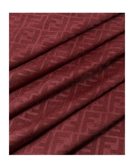 Fendi Red Ff Jacquard Frayed-Edge Scarf