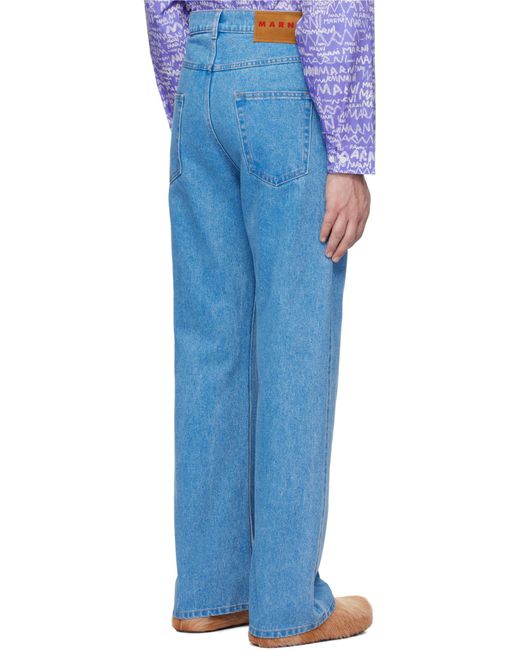 Marni Blue Logo Patch Straight Leg Jeans for men